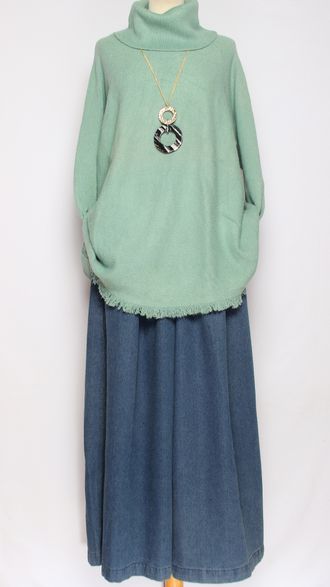 Свитер Бохо "Бахрома" морская волна р.46-56