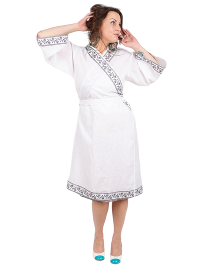 Халат-кимоно из конопли с вышивкой