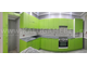 Кухня угловая, габариты 343 см. х 268 см. фасады Зелёный металлик