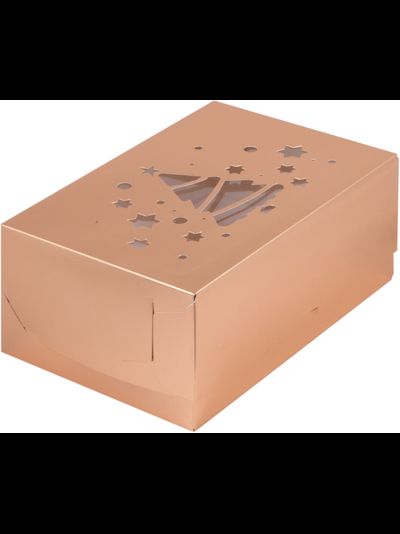 Коробка на 6 капкейков с/о Елка (золото), 235*160*100мм