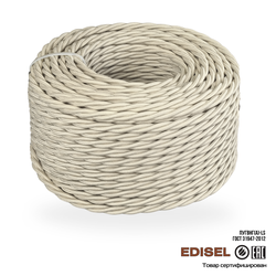 Витой ретро провод 3х2.5 бежевый бухта