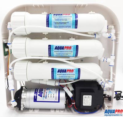 Безбаковая система обратного осмоса AquaPro AQB-600DF с дисплеем загрязненности картриджей