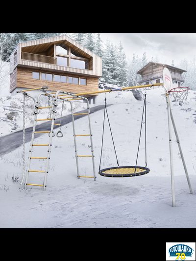 Детский спортивный комплекс для дачи ROMANA Акробат - 2 (с пластиковыми качелями)