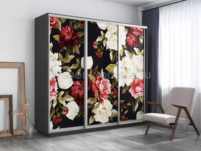 Шкаф-купе Трио-Фото (Пионы) 1800*450*2200