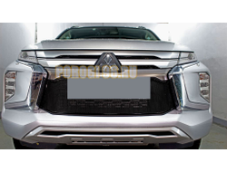 Защита радиатора Mitsubishi Pajero Sport 2021- black верх PREMIUM (4 части)