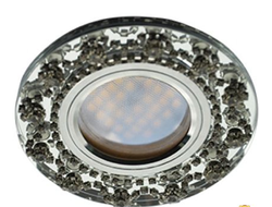 Светильник встраиваемый Ecola DL1660 MR16 GU5.3 Стекло круг со стразами хром зеркало/Хром 28x93 FW16RNECB