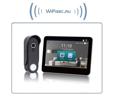 Автономный беспроводной комплект (сенсорный монитор 7" + панель вызова) с DVR + модуль управления электронным замком, HD (Acebell)