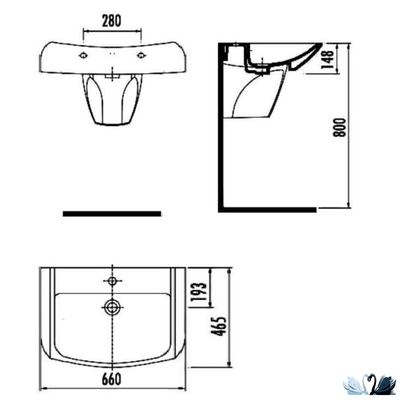 Раковина для ванной Creavit BULL BL065.00000. Схема