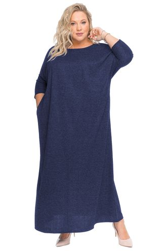Комфортное платье из джерси арт. 1925602 (Цвет темно-синий меланж) Размеры 52-82
