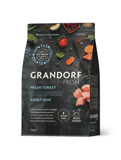 Grandorf Fresh сухой корм для собак мелких пород с индейкой и бататом, 3 кг