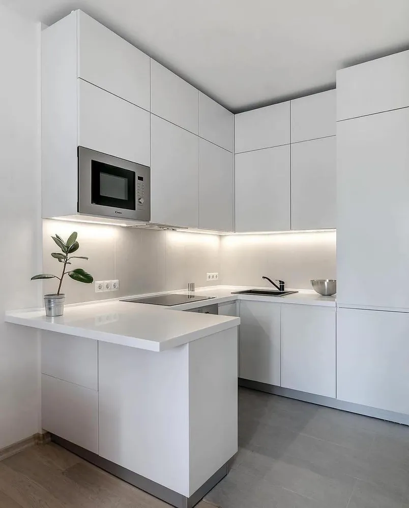 Кухня П-образная, 2100*2100*1200 мм. Материал фасадов МДф. Срок изготовления от 30 рабочих дней. Цена на момент изготовления 142000 руб.