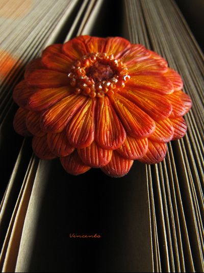 Необычное кольцо-цветок &quot;Мандариновая Календула&quot;. Кольцо-календула