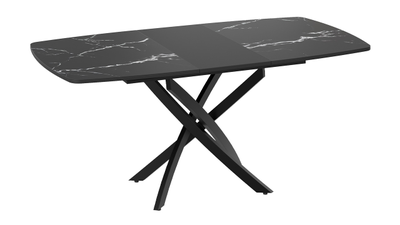 Стол обеденный Ниагара Тип 1 Черный муар/Стекло матовое черный мрамор