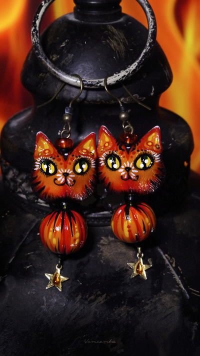 "Хранители рощи Первоосени", серьги с лисичками, тыквами и звёздами