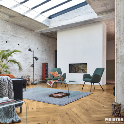 Паркетная доска Meister Дуб витал Серовато-бежевый 8809 в интерьере