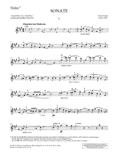 Franck. Sonate A-dur f?r Violine und Klavier
