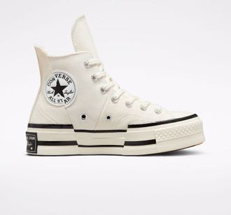 Кеды Converse на платформе низкие с черной полосой белые