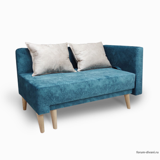 Кушетка Лилия-2, Синяя/Слоновая кость, правая