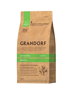 Grandorf (Грандорф): сухой корм для собак мини-пород  Ягненок с индейкой, 1 кг