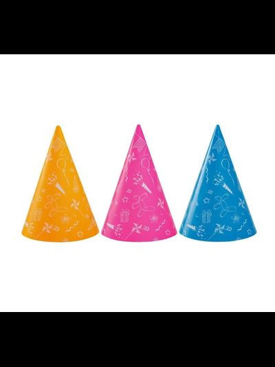 Колпак праздничный "Party" (неон/микс, 6 шт/уп.)