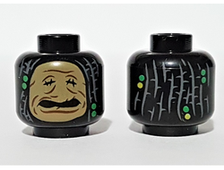 Minifigure, Head Shrunken Dre Head, Beaded Dreadlock Pattern - Hollow Stud, Black (3626cpb2408 / 6278545)