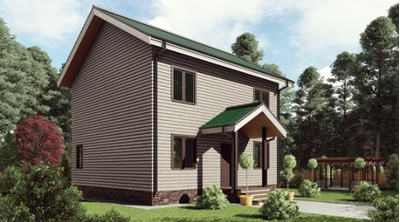 Двухэтажный каркасный дом с четырьмя спальнями 130м² (SK33)