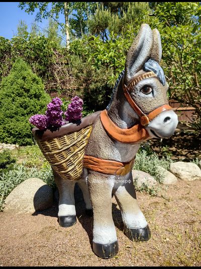 ОСЛИК С КАШПО 85*82см   10,8кг    полистоун Россия   9342/012190