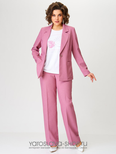 Комплект женский 3-х предметный состоящий из жакета, блузки и брюк в цвете пыльная роза
