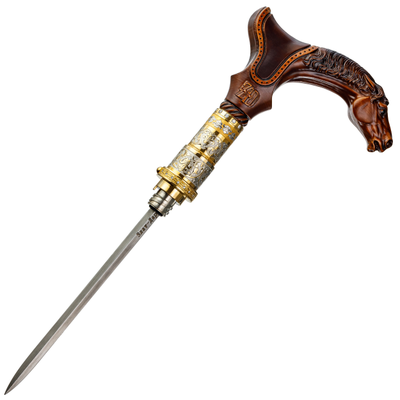 Эксклюзивная трость резная с клинком "Темный Конь с седлом"