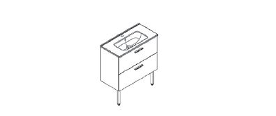 Комплект мебели VITRA MIA, 80 см, с ящиками, золотой дуб, 67273