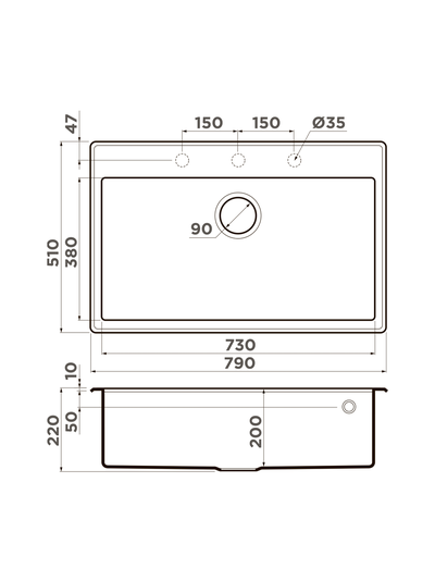 МОЙКА Omoikiri Tedori 79