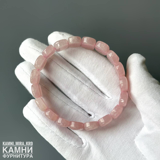 Браслет розовый кварц овалы 14,0-14,3х10,3-10,6 мм, цена за штуку