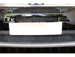 Защита радиатора Mitsubishi Outlander III 2015-2018 (3 части) black с парктроником PREMIUM