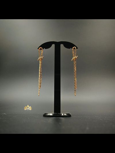 Длинные серьги из кольцо-цепочек с элегантным узелком в золотом оттенке 8,5см