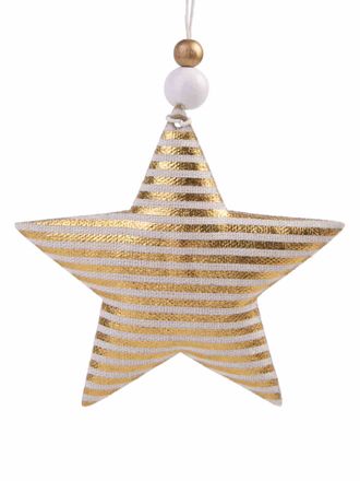 Украшение подвесное Золотая звезда в полоску 10,5x1,5x10,5см, 81482