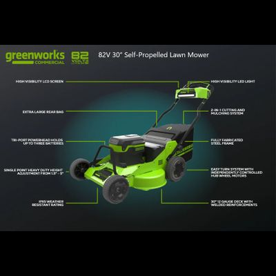 Аккумуляторная газонокосилка Greenworks GC82HPLM76