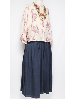 Рубашка Бохо "ПРОВАНС СТОЙКА КИМОНО" белая\розовый букет, белая\розовая р.44-52