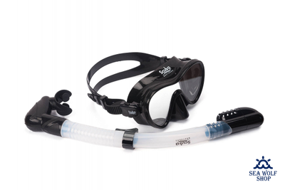 Маска для дайвинга с трубкой Scuba Brothers Flipper Black, комплект