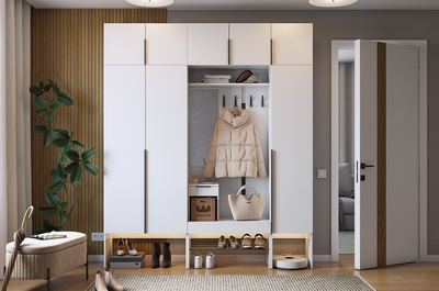 Композиция прихожей БАСКО Белое дерево