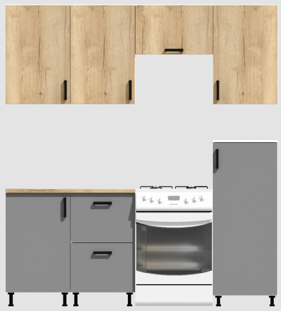 Кухня Эконом 1,5 метра с полуколонкой (1000х500) Цвет: Дуб Вотан/Базальт