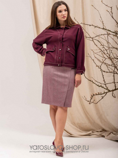 Костюм 2-ка: жакет бордового цвета и юбка