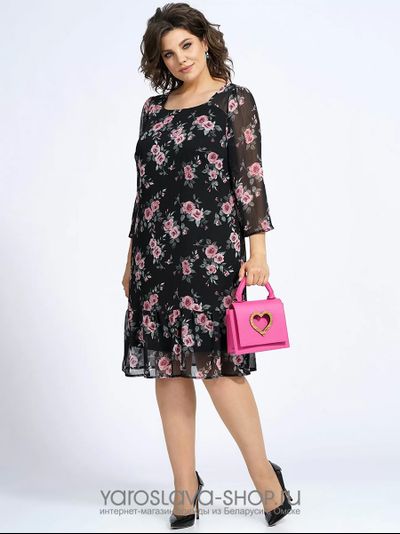 Шифоновое женское платье с принтом &quot;розы&quot;