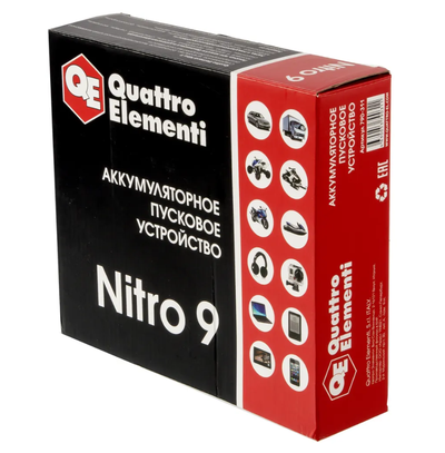 Пусковое устройство QUATTRO ELEMENTI Nitro 9  (12В, 9000мАч, 450А,, USB, LCD-фонарь)
