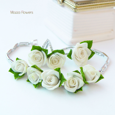 Комплект "Дыхание". Белое позолото.