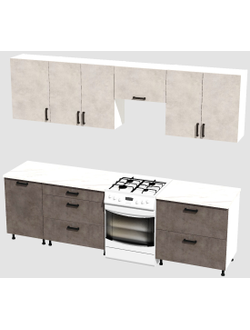 Кухня Эконом 2,1 метра (1300х800) Цвет: Цемент светлый/Цемент темный