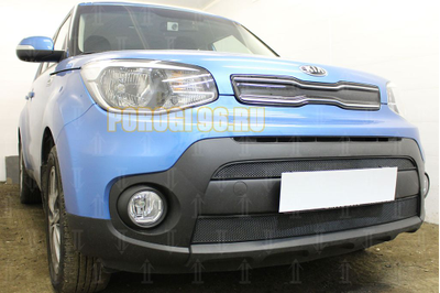 Защита радиатора Kia Soul 2017-2019 (2 части) black