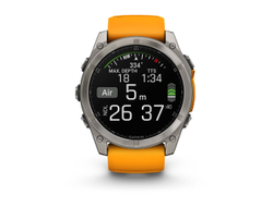 Умные часы Garmin Fenix 8 - 51 мм, AMOLED Sapphire, Titanium, светло-серый, оранжевый силиконовый ремешок (010-02905-11)