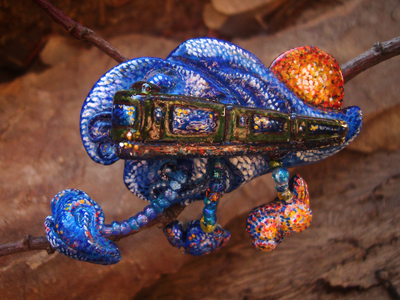 Волшебная брошь в стиле Ван Гога "Звёздный рейс. Поезд Сумерки-Заря"