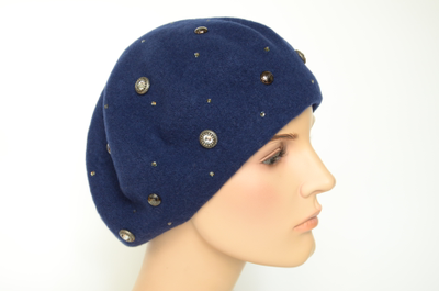 Визио итальянский берет женский фетровый синий