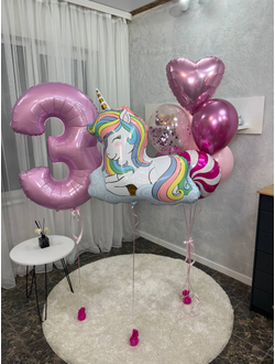 Шар-цифра 102 см с гелием Розовый